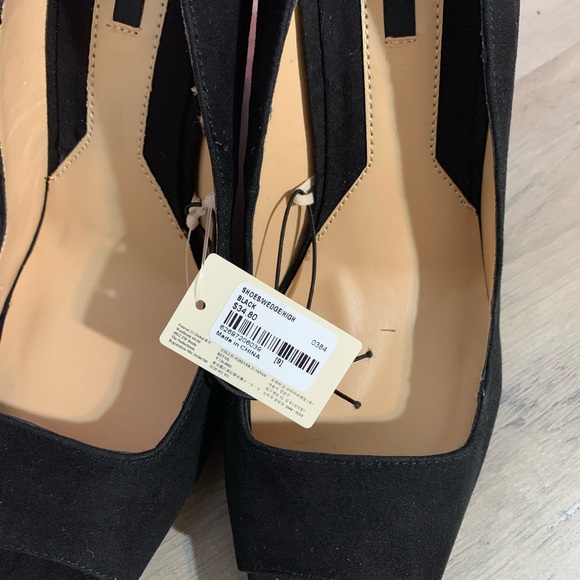 Forever 21 Black Open Toe Wedge shoes, sz 9 NWT - Picture 4 of 7